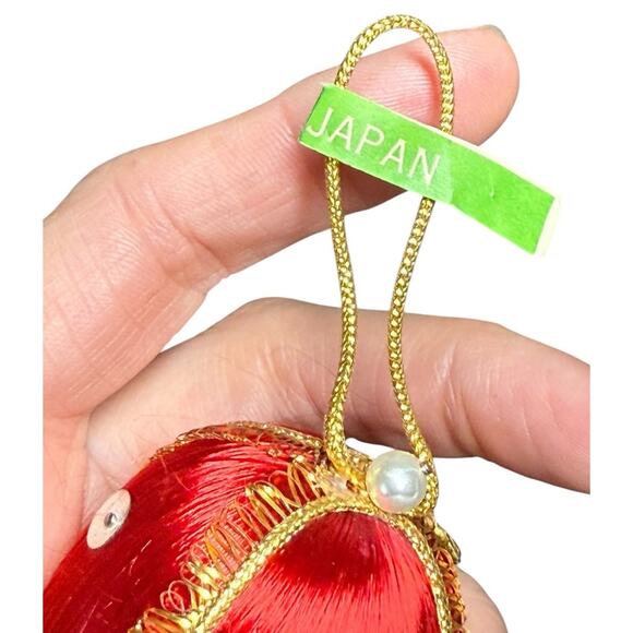 5 Vintage Satin Embellished Beaded Sequin Ornaments Japan Made 2" Teardrop Egg - Picture 8 of 8